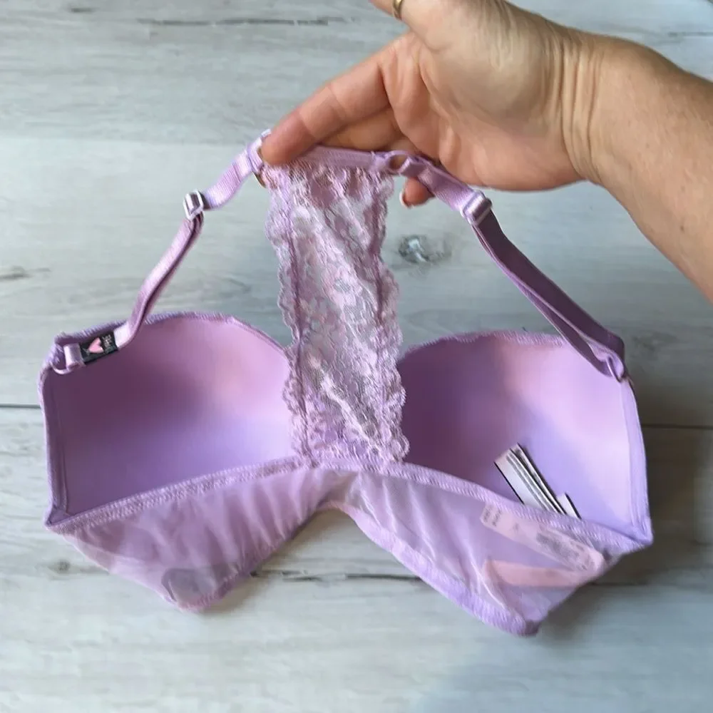 Victoria Secret Sexy Tee Lace Push-Up Front-Close Bra padded Lace Purple 34D NWT